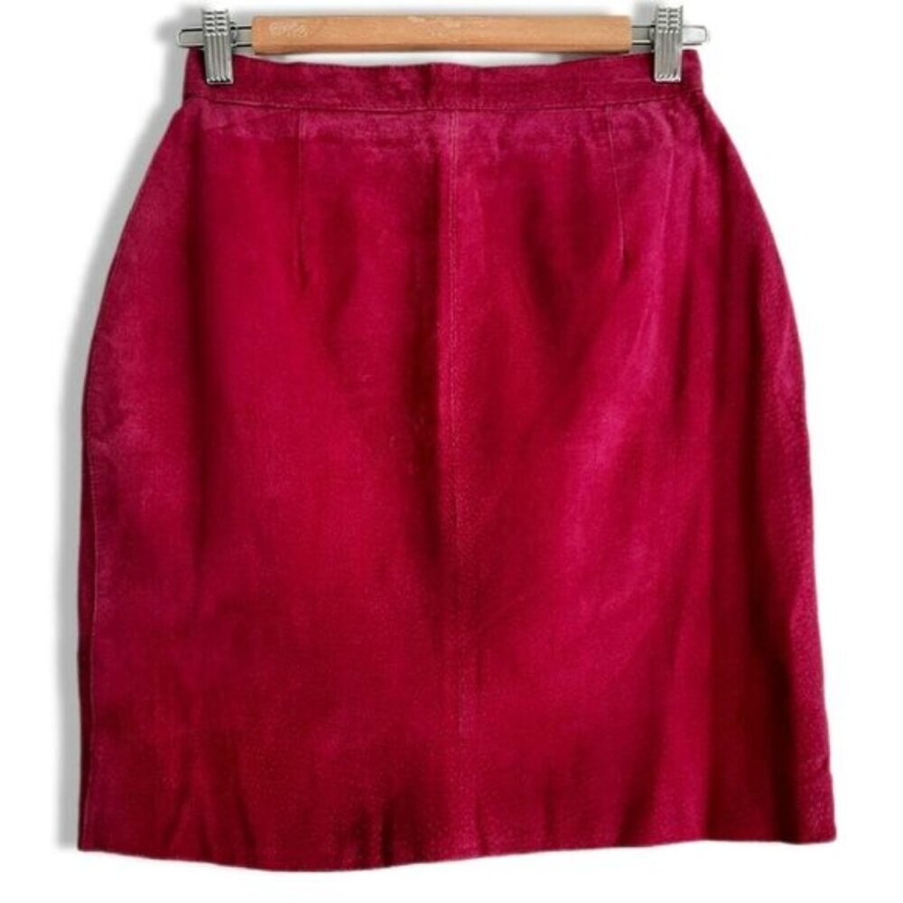 Vintage J WALDEN 100% Genuine Suede Leather Pencil Mini Skirt Pink Sz S